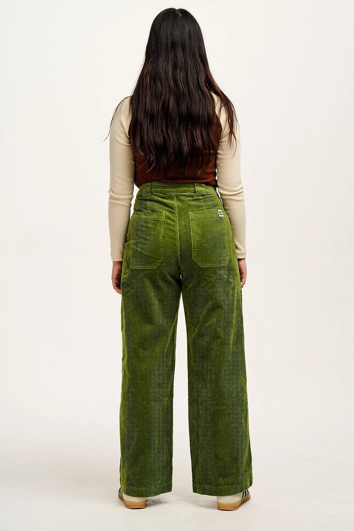 Discount Delores - Wide Leg Corduroy Trousers in Pesto Green All Bottoms