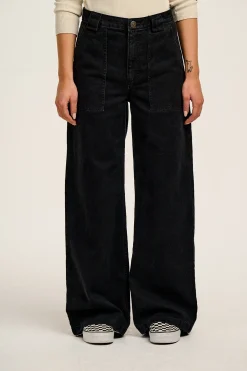 Best Delores - Wide Leg Denim Jeans Washed Black All Bottoms|Jeans
