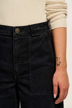 Best Delores - Wide Leg Denim Jeans Washed Black All Bottoms|Jeans