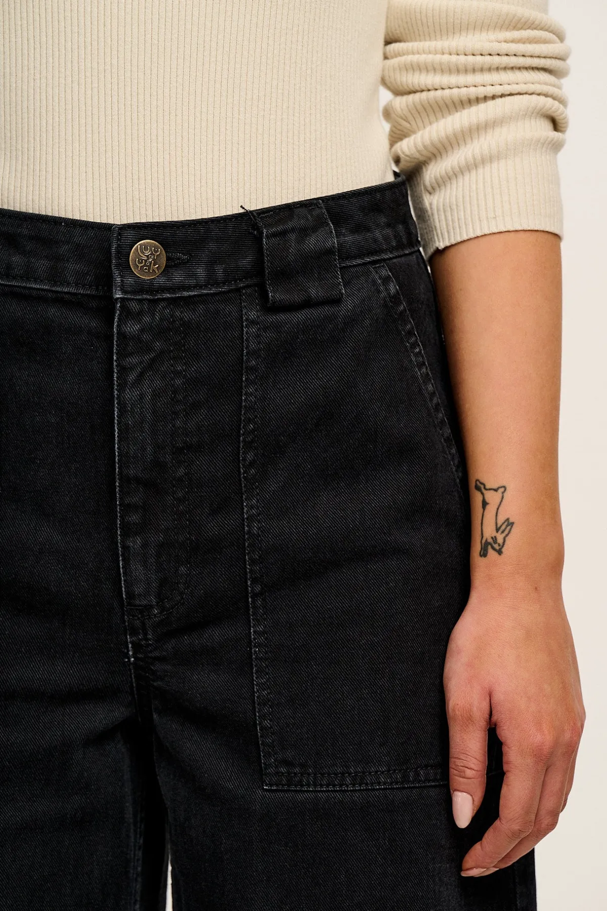 Best Delores - Wide Leg Denim Jeans Washed Black All Bottoms|Jeans
