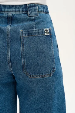 Online Delores - Wide Leg Denim Jeans in Mid Wash Blue All Bottoms|Jeans