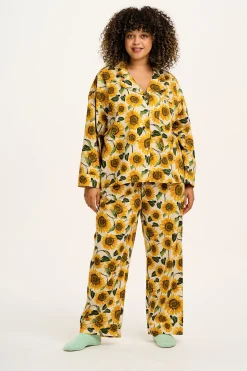 Hot Dreamer - Soft Cotton Pyjama Set in Cream Sunflower Print All Nightwear