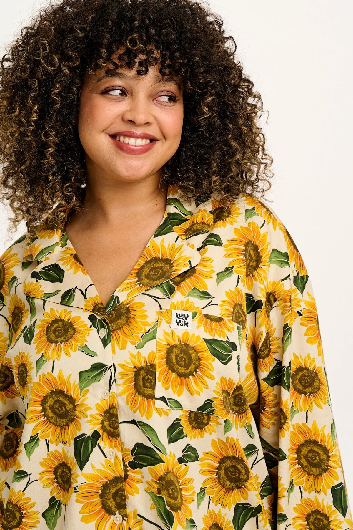 Hot Dreamer - Soft Cotton Pyjama Set in Cream Sunflower Print All Nightwear