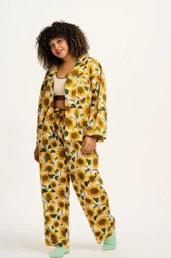 Hot Dreamer - Soft Cotton Pyjama Set in Cream Sunflower Print All Nightwear
