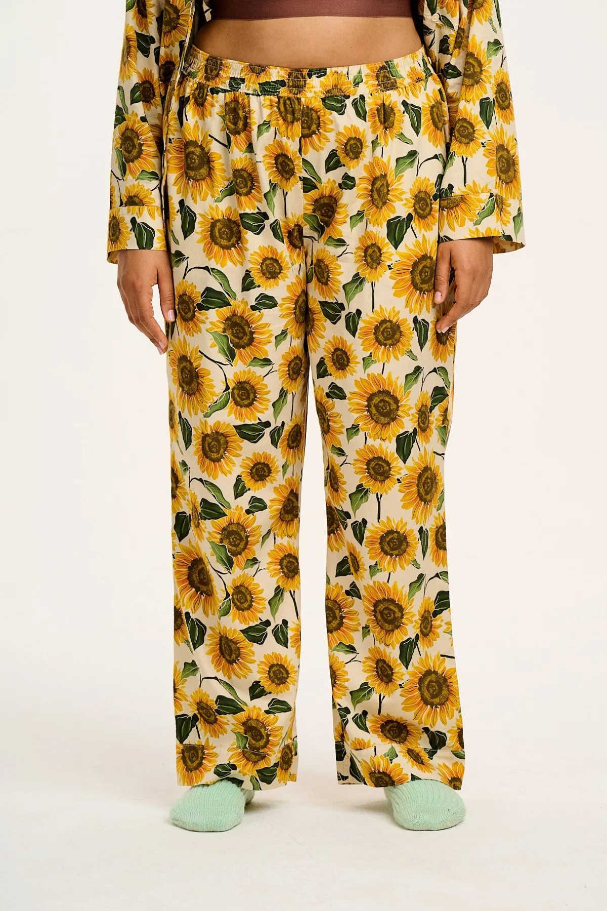 Hot Dreamer - Soft Cotton Pyjama Set in Cream Sunflower Print All Nightwear