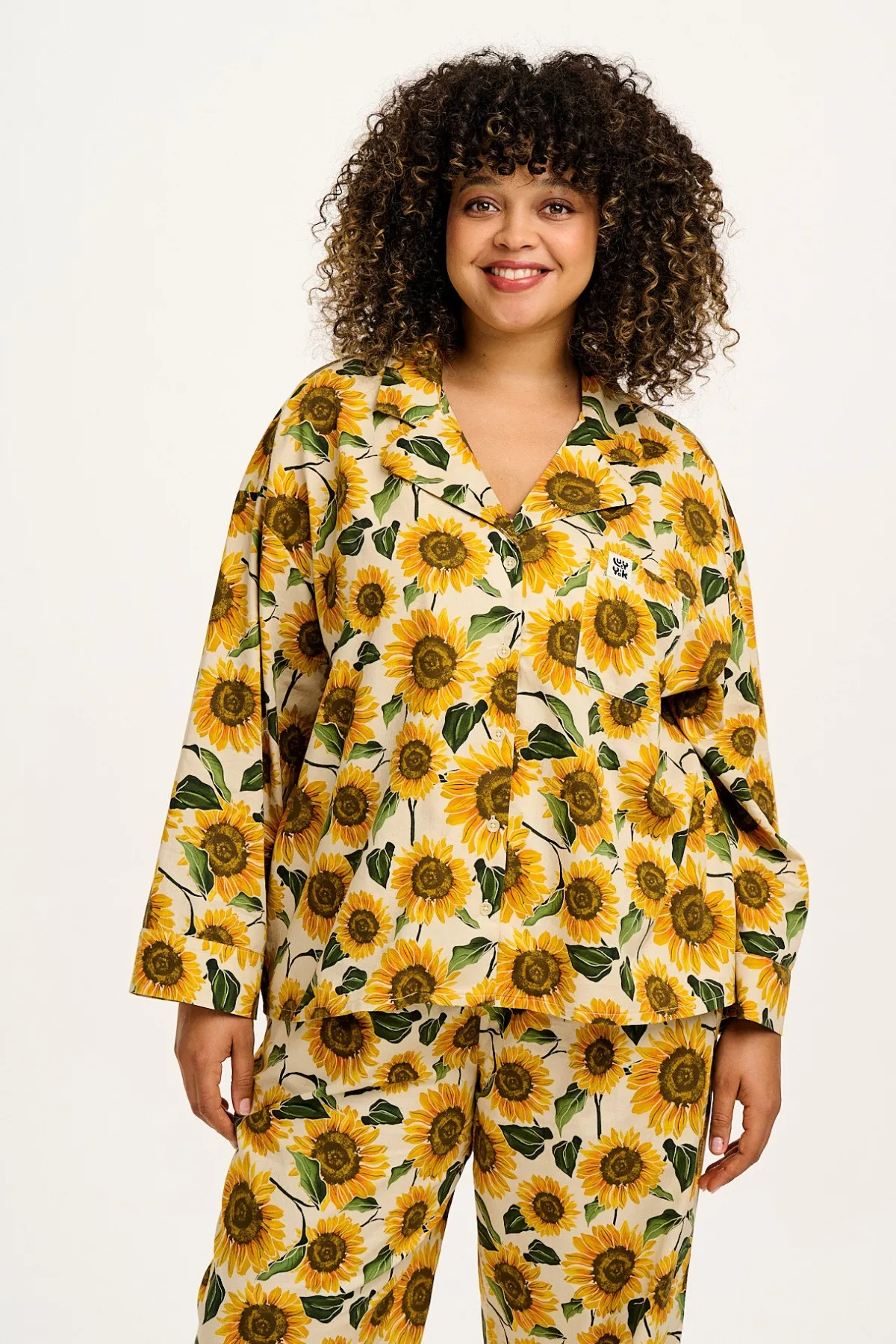 Hot Dreamer - Soft Cotton Pyjama Set in Cream Sunflower Print All Nightwear