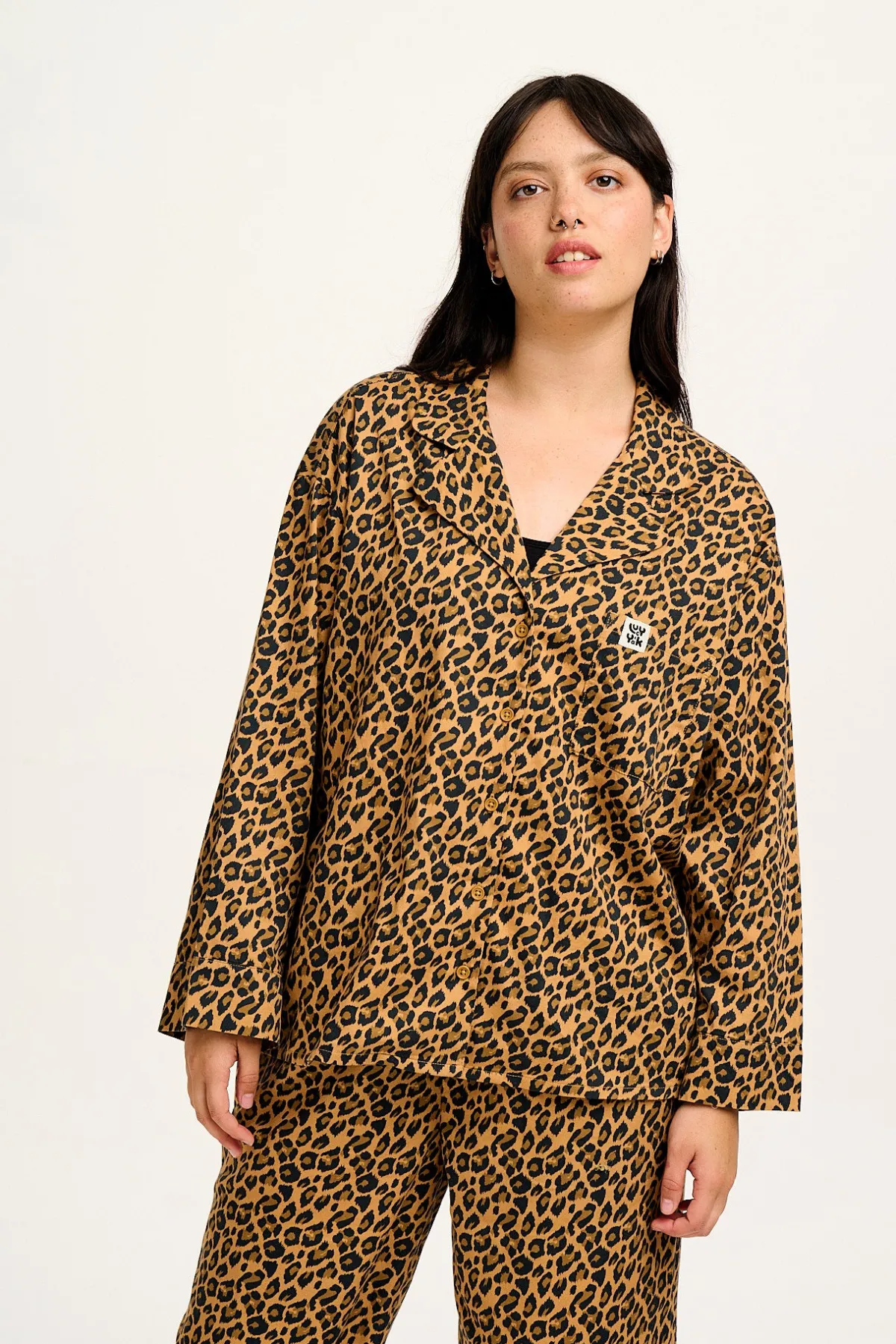 Sale Dreamer - Soft Cotton Pyjama Set in Leopard Print All Nightwear