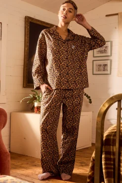 Sale Dreamer - Soft Cotton Pyjama Set in Leopard Print All Nightwear