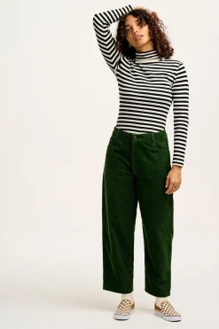 Discount Drew - Straight Leg Corduroy Trousers in Highland Green All Bottoms|Trousers