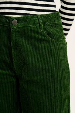Discount Drew - Straight Leg Corduroy Trousers in Highland Green All Bottoms|Trousers