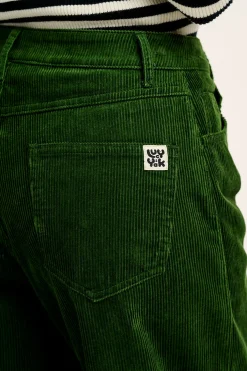 Discount Drew - Straight Leg Corduroy Trousers in Highland Green All Bottoms|Trousers