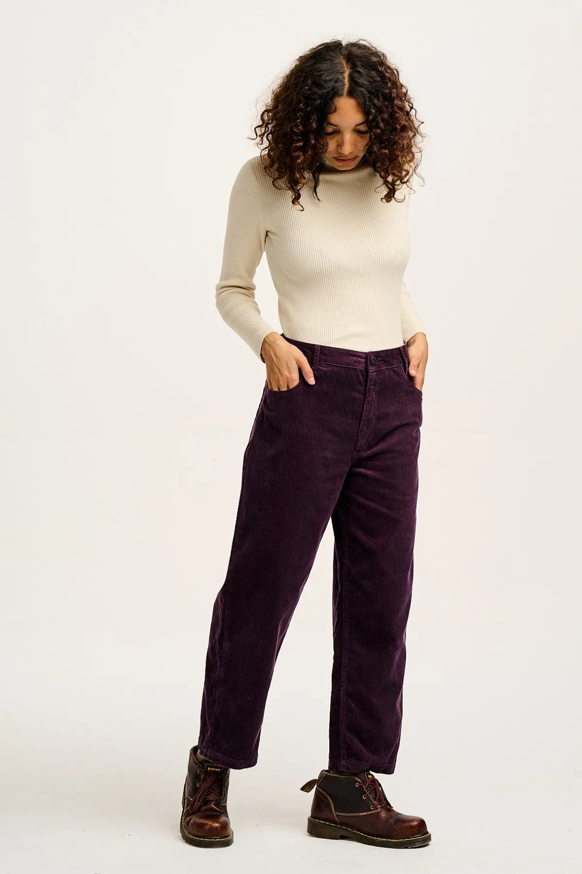 New Drew - Straight Leg Corduroy Trousers in Plum Perfect All Bottoms|Trousers