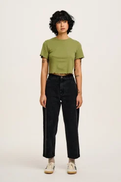 Outlet Drew - Straight Leg Denim Jeans in Washed Black All Bottoms|Petite Range
