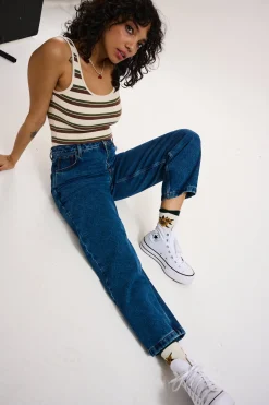 Hot Drew - Straight Leg Denim Jeans in Mid Wash Blue All Bottoms|Tall Range