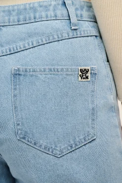 Online Drew - Straight Leg Denim Jeans in Light Wash Blue All Bottoms|Jeans