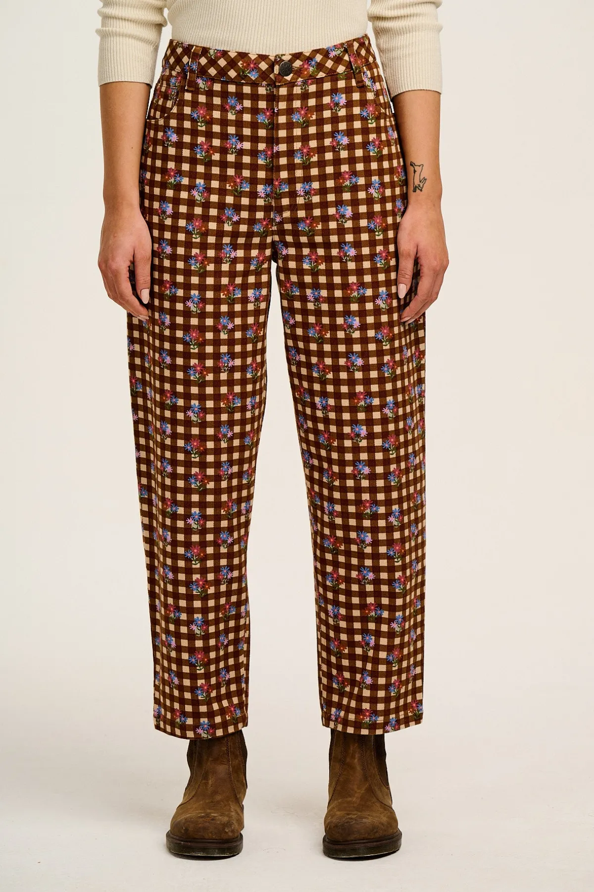 Fashion Drew - Straight Leg Twill Trousers in Meryl Check Print All Bottoms