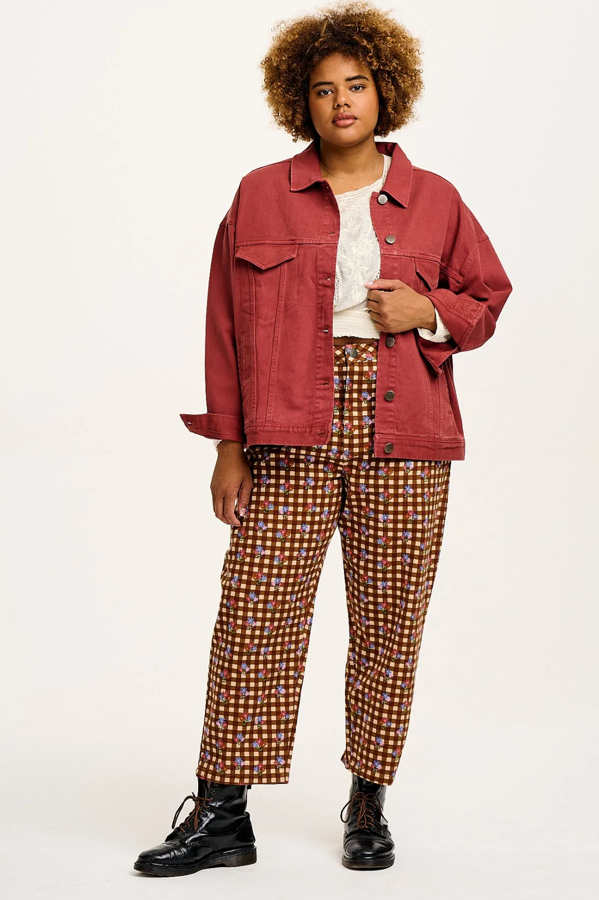 Fashion Drew - Straight Leg Twill Trousers in Meryl Check Print All Bottoms