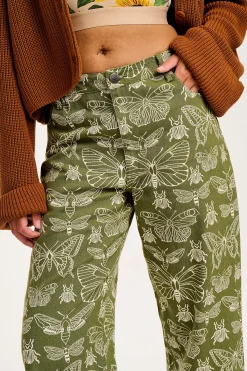 Online Drew - Straight Leg Twill Trousers in Papilio Print All Bottoms|Trousers