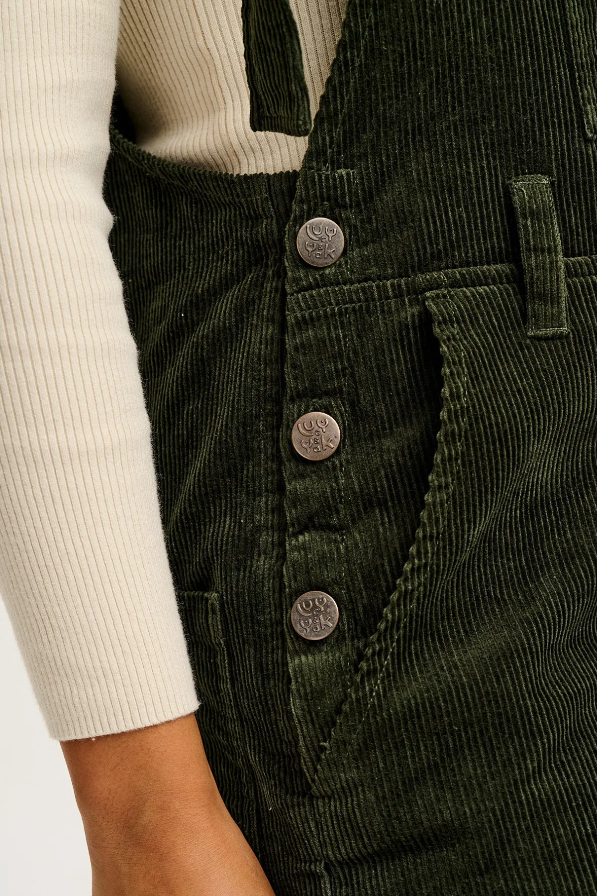 Fashion Easton - Corduroy Dungarees in Dark Olive Green All Dungarees|Easton - 90S Skater