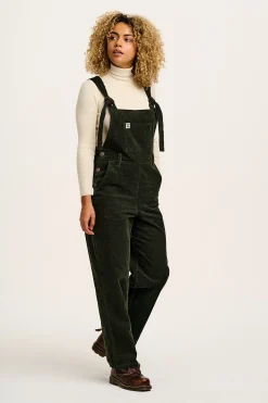Fashion Easton - Corduroy Dungarees in Dark Olive Green All Dungarees|Easton - 90S Skater
