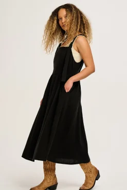 Discount Faye - Midi Cotton Gauze Dress in Black All Dresses & Skirts