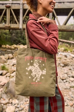 Outlet Felix - Cotton Tote Bag with Free Spirit Print All Accessories|Bags & Purses