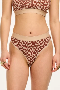 Discount Fleur - Cotton & Bamboo Thong in Amara Grid Print All Underwear