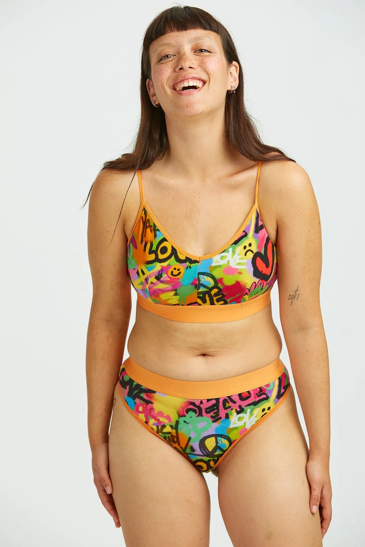 Fashion Fleur - Cotton & Bamboo Thong in Graffiti Print All Underwear