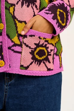 Outlet Frederika - Cardigan in Purple Poppies Print All Outerwear & Knitwear|Knitwear