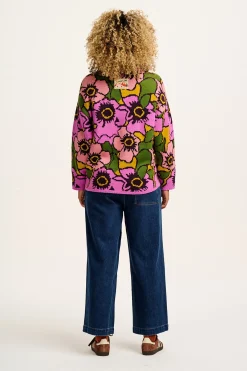 Outlet Frederika - Cardigan in Purple Poppies Print All Outerwear & Knitwear|Knitwear