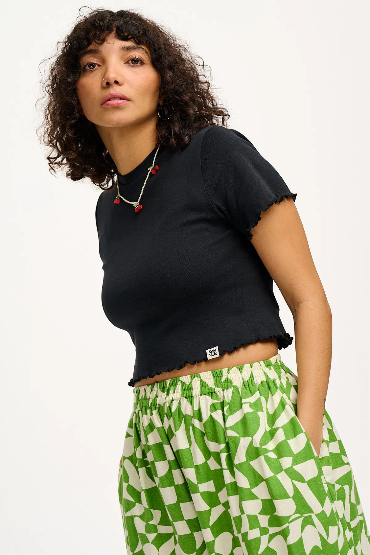 Clearance Greta - Cropped Cotton Top in Black All Tops & Tees|Cropped Tops