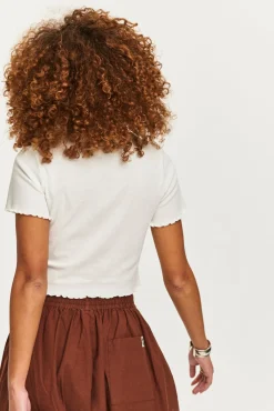 Sale Greta - Cropped Cotton Top in Ecru All Tops & Tees|Cropped Tops