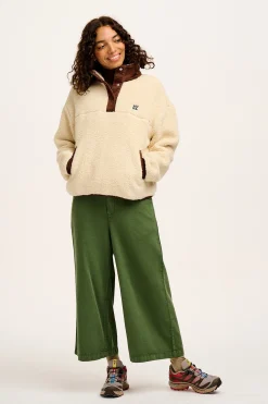 Hot Halston - Wide leg Cotton & Hemp Trousers in Highland Green All Bottoms