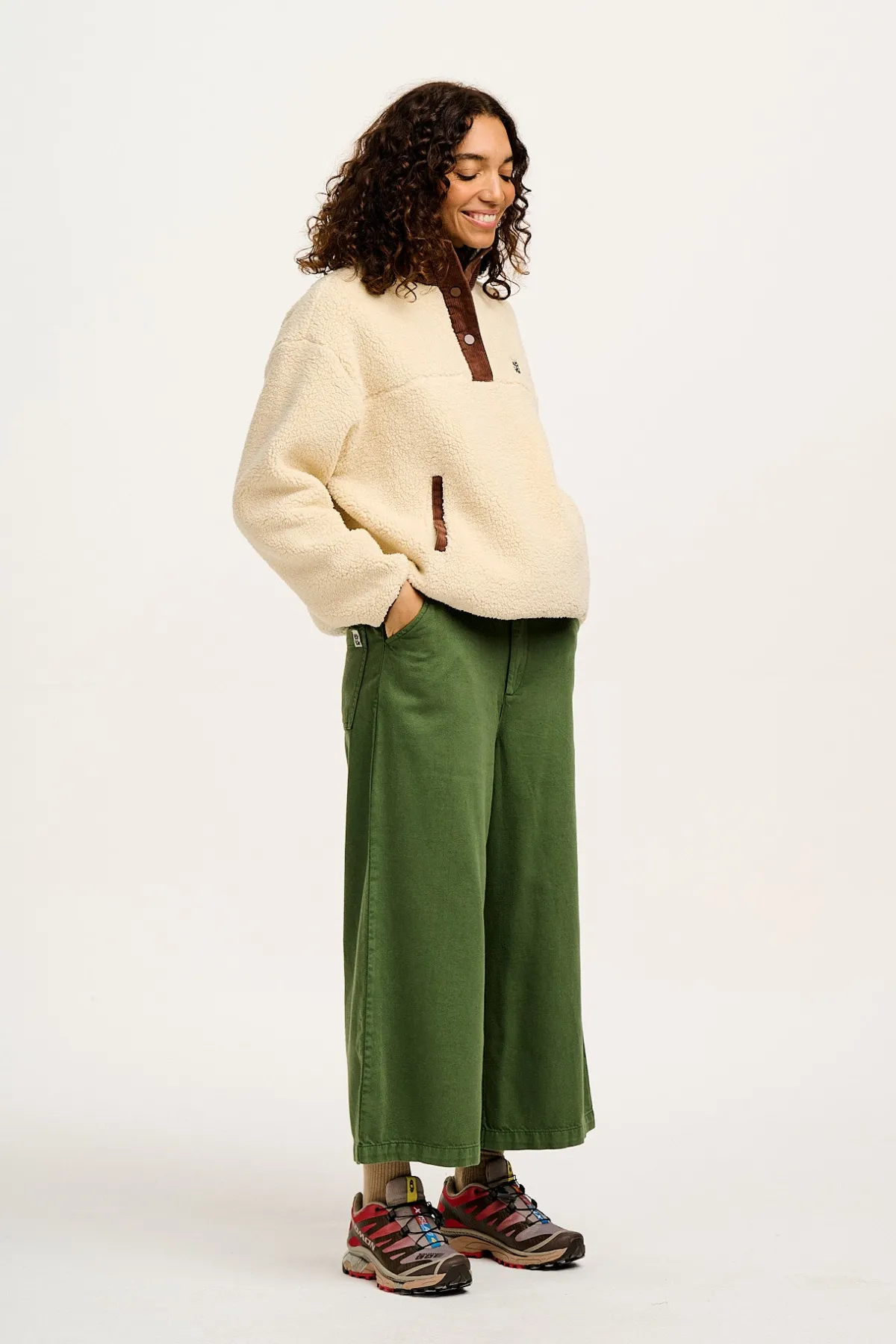 Hot Halston - Wide leg Cotton & Hemp Trousers in Highland Green All Bottoms