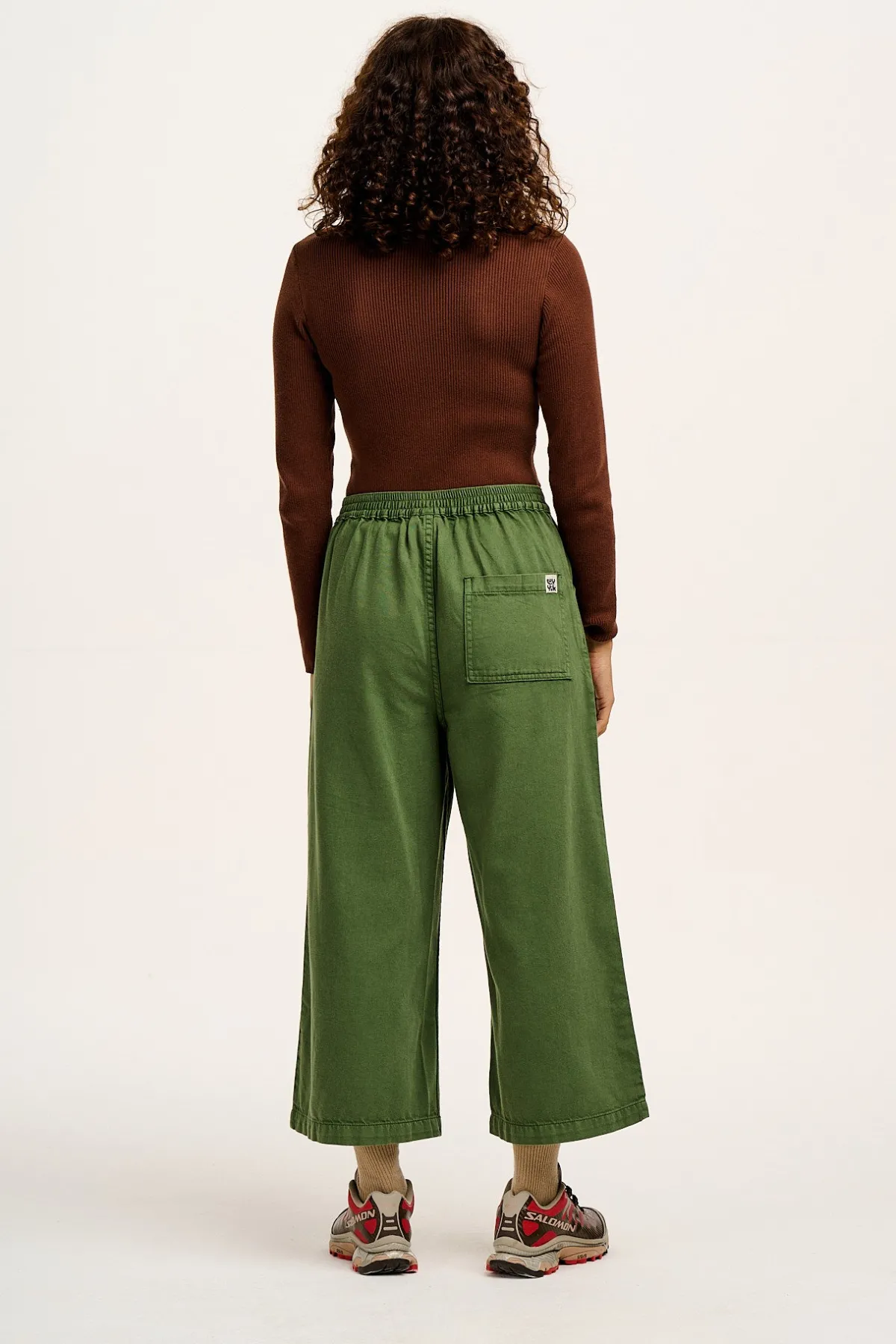 Hot Halston - Wide leg Cotton & Hemp Trousers in Highland Green All Bottoms