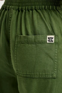 Hot Halston - Wide leg Cotton & Hemp Trousers in Highland Green All Bottoms