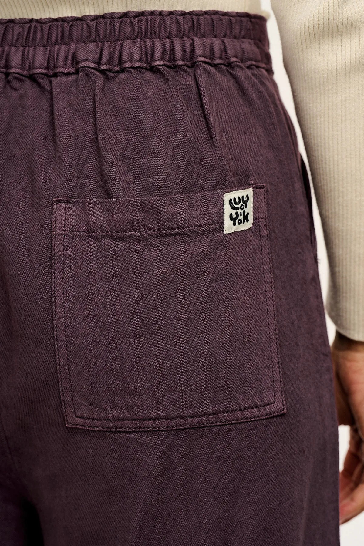 Discount Halston - Wide leg Cotton & Hemp Trousers in Plum Perfect Purple All Bottoms