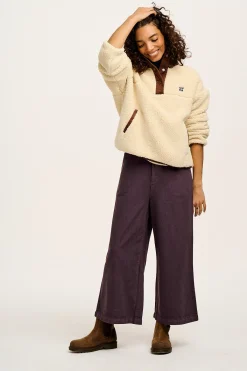 Discount Halston - Wide leg Cotton & Hemp Trousers in Plum Perfect Purple All Bottoms