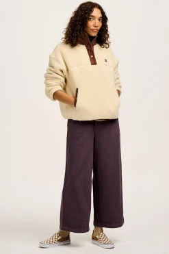 Discount Halston - Wide leg Cotton & Hemp Trousers in Plum Perfect Purple All Bottoms
