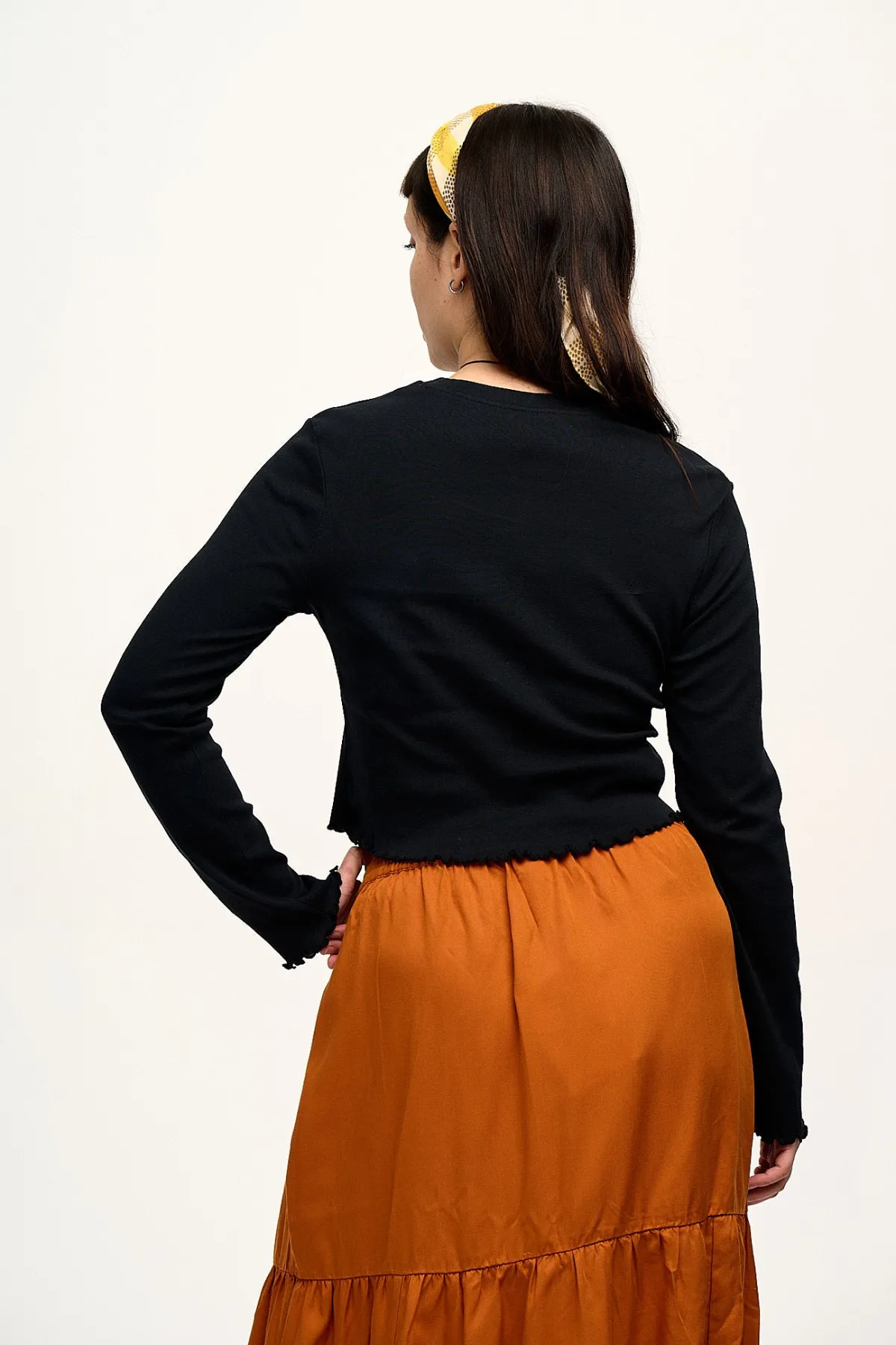 New Hansel - Long Sleeve Cotton Top in Black All Tops & Tees|Cropped Tops