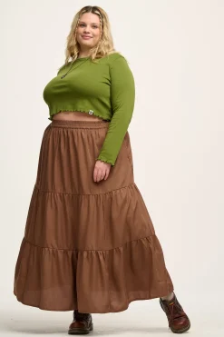 Online Hansel - Long Sleeve Cotton Top in Pesto Green All Tops & Tees|Cropped Tops
