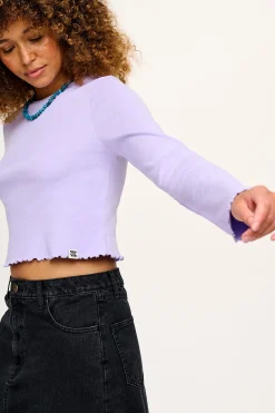 Online Hansel - Long Sleeve Cotton Top in Lilac All Tops & Tees|Cropped Tops