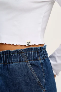 Hot Hansel - Long Sleeve Cotton Top in White All Tops & Tees|Cropped Tops