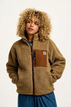 Fashion Harper - Borg Fleece Jacket in Mocha Chocca Latte Brown All Outerwear & Knitwear|Fleeces