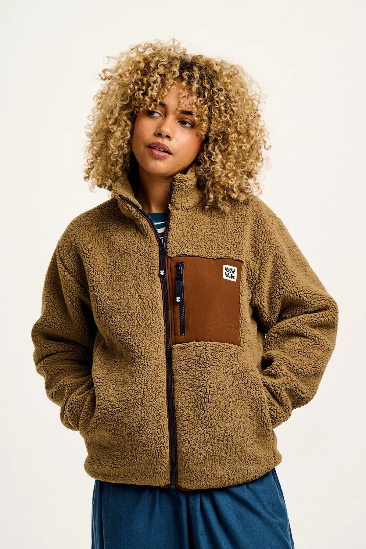 Fashion Harper - Borg Fleece Jacket in Mocha Chocca Latte Brown All Outerwear & Knitwear|Fleeces