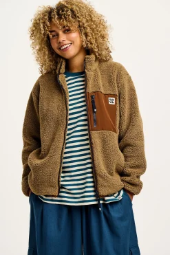 Fashion Harper - Borg Fleece Jacket in Mocha Chocca Latte Brown All Outerwear & Knitwear|Fleeces