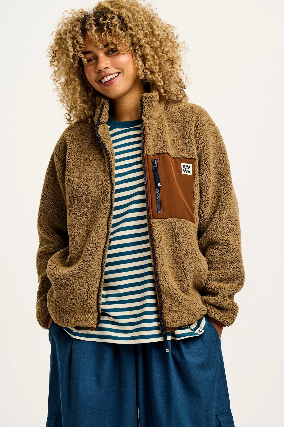 Fashion Harper - Borg Fleece Jacket in Mocha Chocca Latte Brown All Outerwear & Knitwear|Fleeces