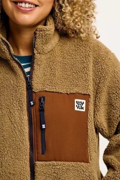 Fashion Harper - Borg Fleece Jacket in Mocha Chocca Latte Brown All Outerwear & Knitwear|Fleeces