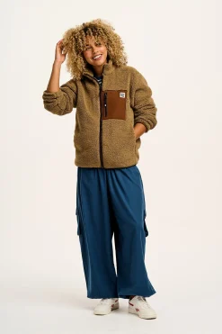 Fashion Harper - Borg Fleece Jacket in Mocha Chocca Latte Brown All Outerwear & Knitwear|Fleeces