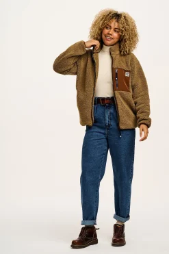 Fashion Harper - Borg Fleece Jacket in Mocha Chocca Latte Brown All Outerwear & Knitwear|Fleeces